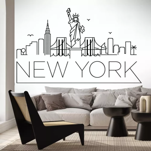 Sticker  Linear New York City Skyline avec design typographique