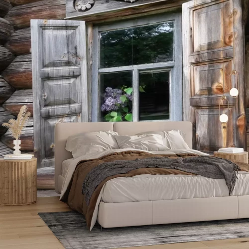 Papier peint  Fenêtre avec des volets en bois