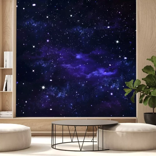 Papier peint  L'univers sur fond bleu abstrait