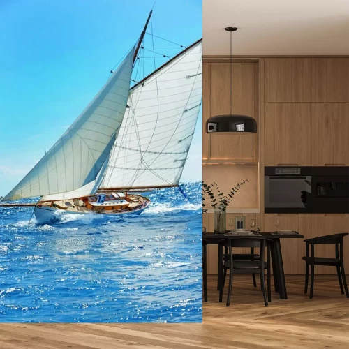 Papier peint  Un voilier manœuvrant sur l'eau