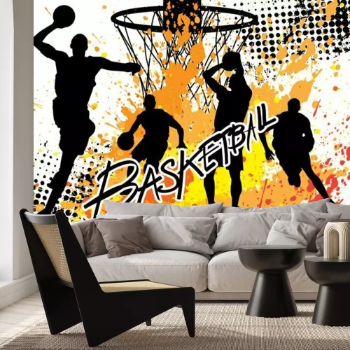 Papier peint  Équipe de joueur de basket sur blanc grunge