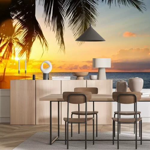 Papier peint  Mouette volant au-dessus d'une plage tropicale