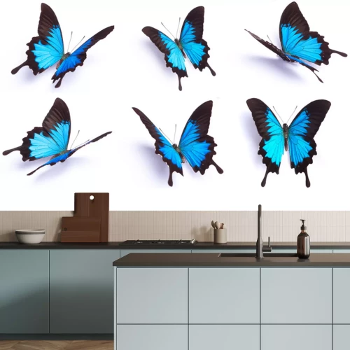 Sticker  Six papillons bleus aux formes exotiques