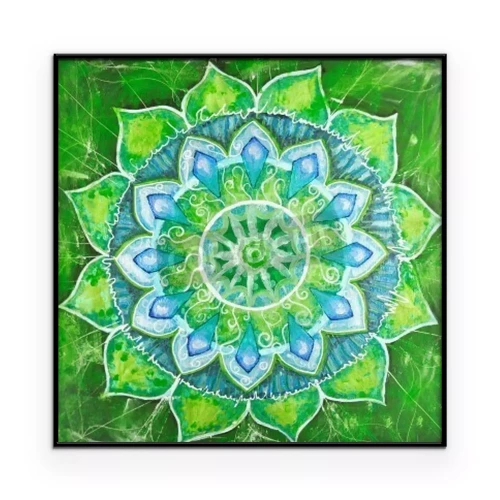 Poster  Mandala dans des tons de vert et de bleu