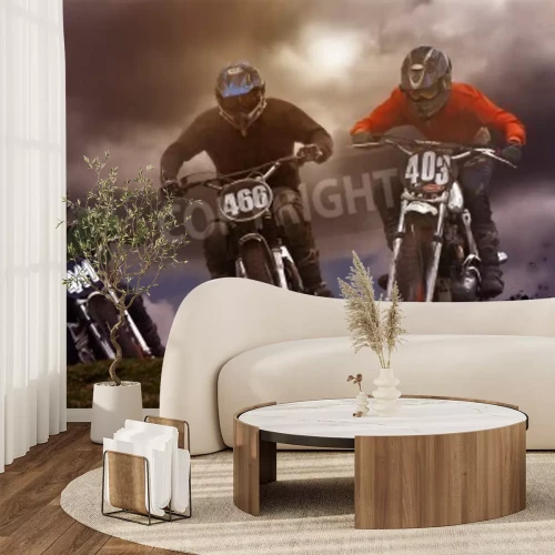 Papier peint  Moto brouillage ou motocross a lieu sur un terrain accidenté et comporte des pentes raides