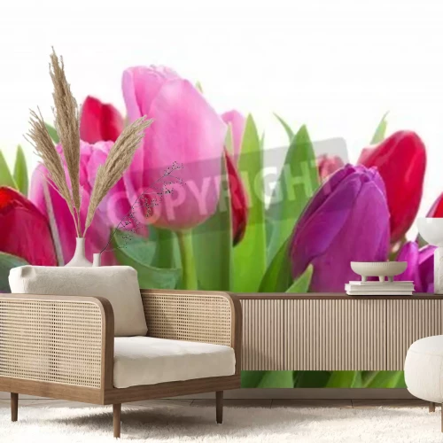 Papier peint  Bouquet de tulipes roses