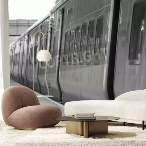 Papier peint  Train noir et blanc 3D