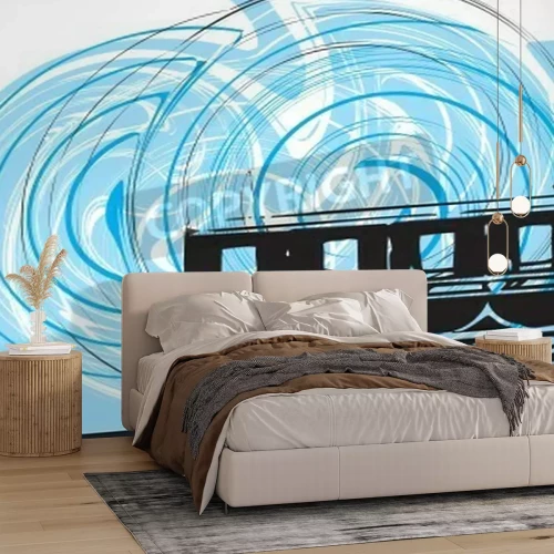 Papier peint  Train pour enfants roues colorées