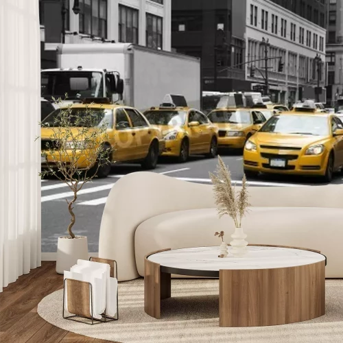 Papier peint  Taxis new-yorkais près d'un passage piétons