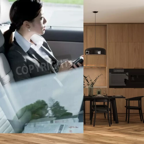 Papier peint  Jeune femme dans un taxi