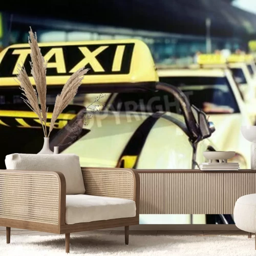 Papier peint  Taxis new-yorkais devant l'aéroport