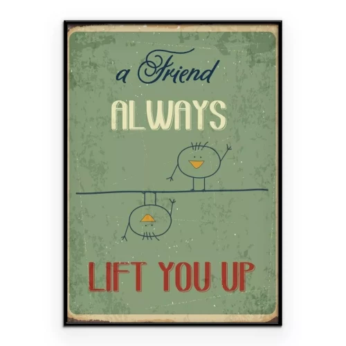 Poster  Panneau rétro avec des oiseaux et une inscription sur l'amitié