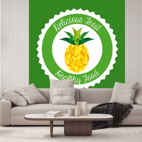 Sticker  Ananas avec inscriptions fond blanc et vert