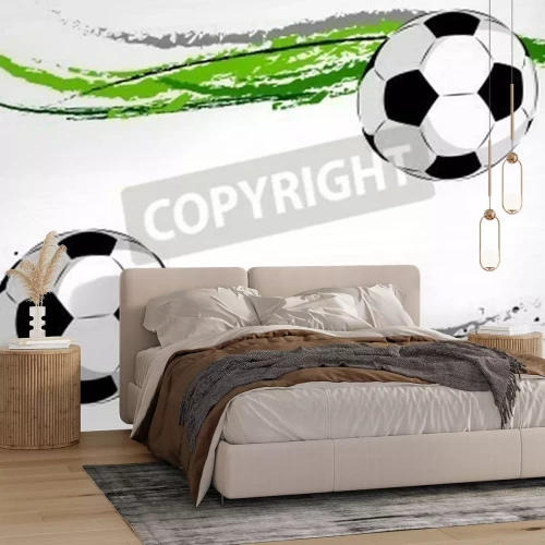 Papier peint  Ballons sur une pelouse