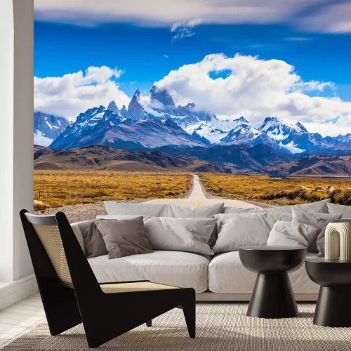 Papier peint  Autoroute vers les montagnes