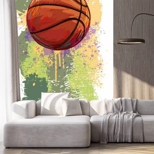 Papier peint  Basketball sur fond de peinture