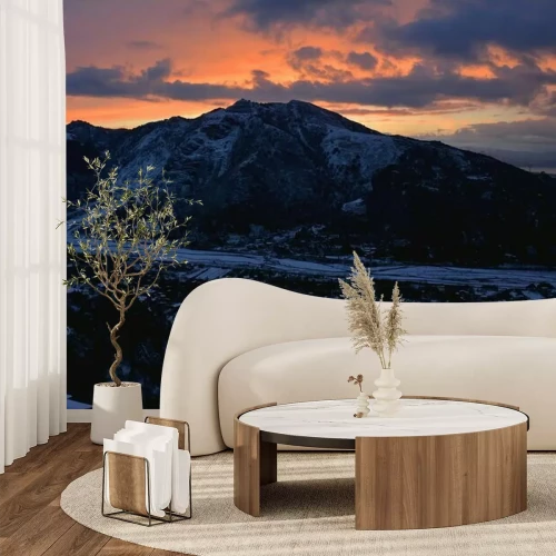 Papier peint  Panorama des montagnes en hiver