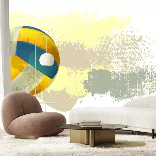 Sticker  Volley-ball Bannière tous les éléments sont dans des couches séparées et regroupées.