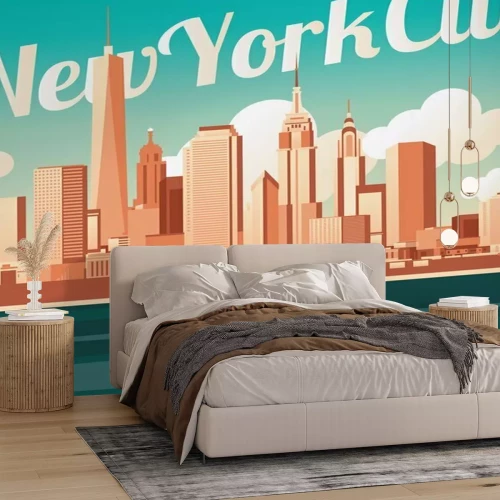 Papier peint  Graphisme rétro avec gratte-ciel