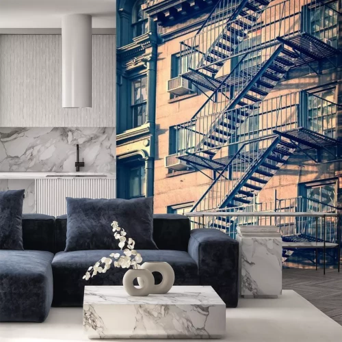 Papier peint  Escalier de secours en métal sur un immeuble new-yorkais