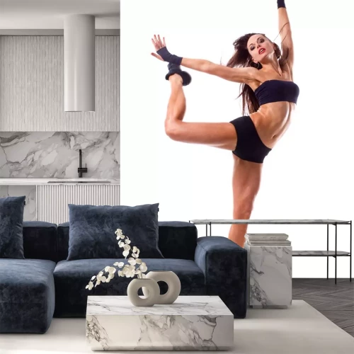 Sticker  Femme qui danse sur fond blanc