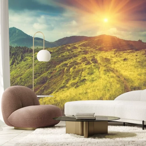 Papier peint  Montagnes en 3D dans un style rétro