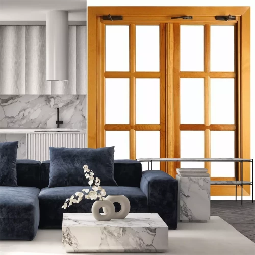 Papier peint  Fenêtre avec un cadre en bois