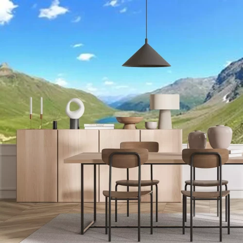 Papier peint  Panorama de montagnes avec des clairières