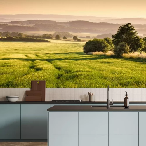 Papier peint  Lever de soleil près de la panorama des collines