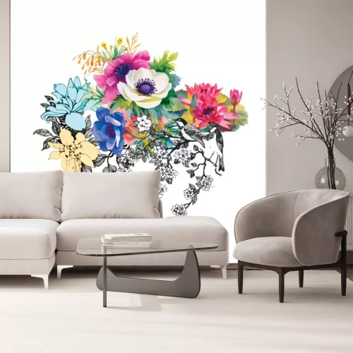 Sticker  Seamless motif de fleurs à l'aquarelle, papier, textile, tissu, papier d'emballage, papier peint, vecteur