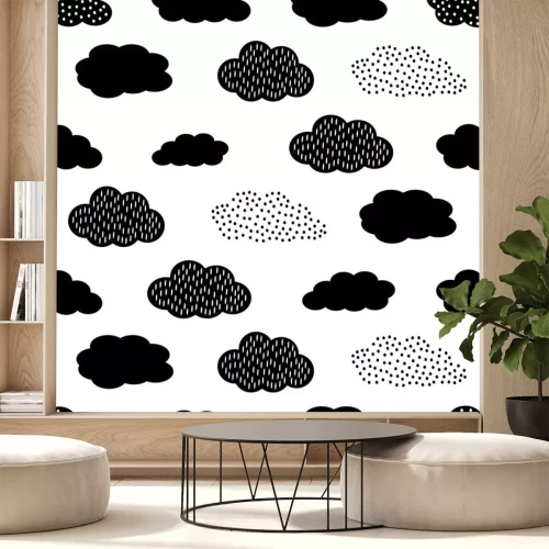 Sticker  Motif noir et blanc avec des nuages