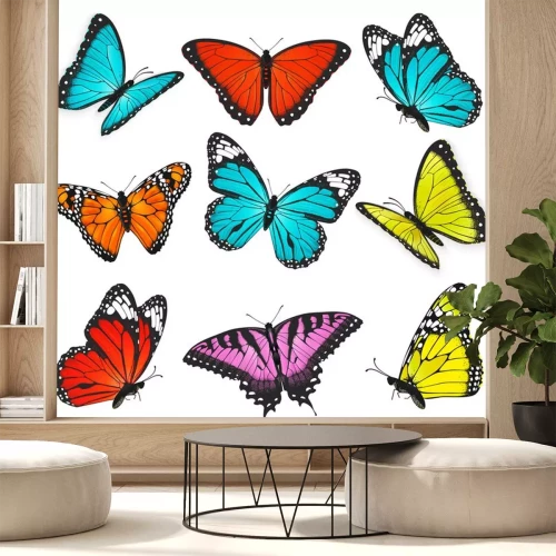 Sticker  Divers papillons sur fond blanc