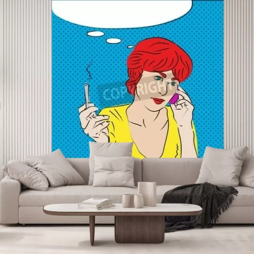 Papier peint  Pop art femme qui parle