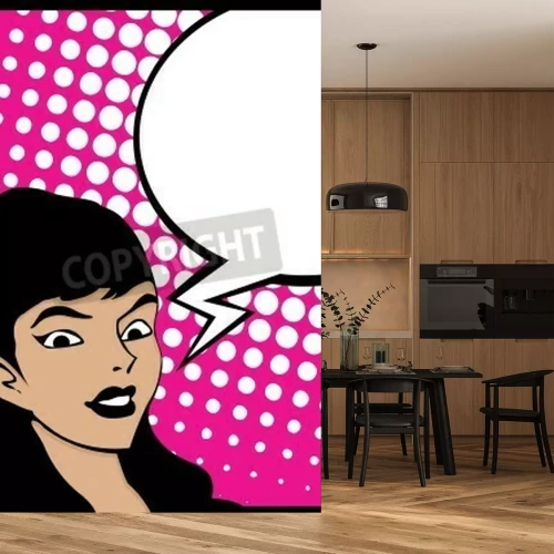 Papier peint  Femme avec une bulle de BD