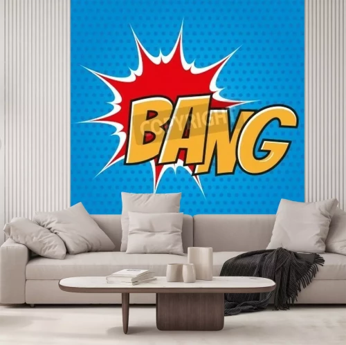 Papier peint  Inscription jaune sur fond bleu