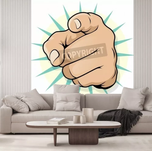 Papier peint  Main qui pointe style pop art