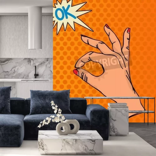 Papier peint  Image avec une main style pop art