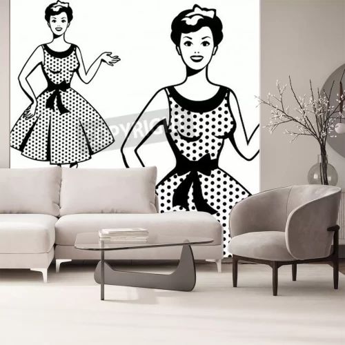 Papier peint  Femme noir et blanc