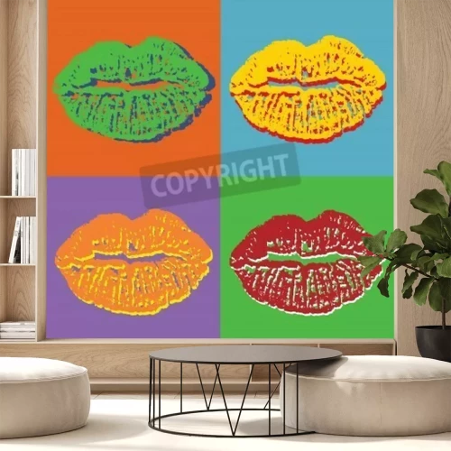 Papier peint  Pop art lèvres en couleur