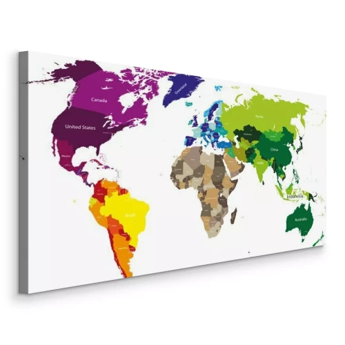 Tableau  Des continents de couleurs différentes