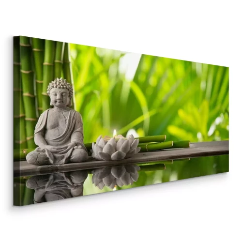 Tableau  Statue de Bouddha et bougie en forme de lotus