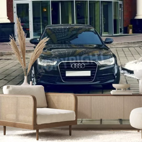 Papier peint  Voiture de luxe à la façade du bâtiment de bureau