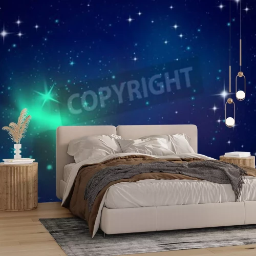 Papier peint  Lumière verte et étoiles