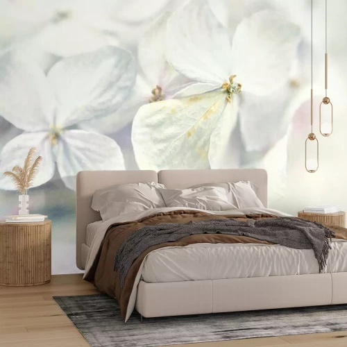 Papier peint  Hortensias dans le style d'hiver sur mûrier texture du papier pour le fond