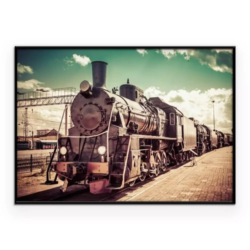 Poster  Photo vintage avec une locomotive ancienne