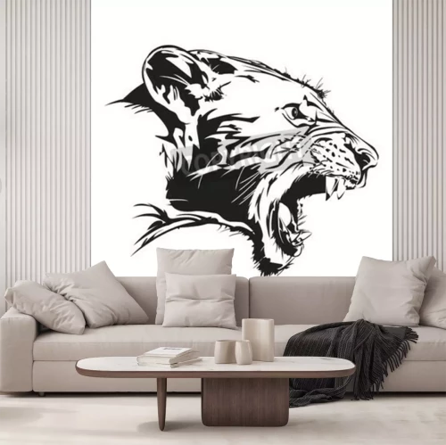 Papier peint  Tigre sauvage qui rugit