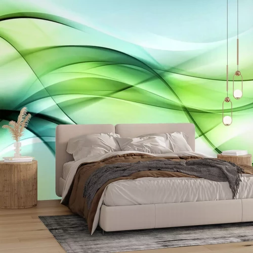 Papier peint  Vagues abstraites vert et bleu
