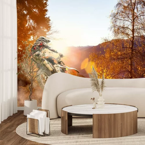 Papier peint  Motocross au coucher du soleil