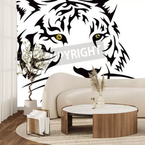 Papier peint  Tigre avec les yeux jaunes