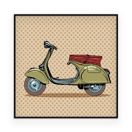 Poster  Scooter Vespa italien sur fond à pois